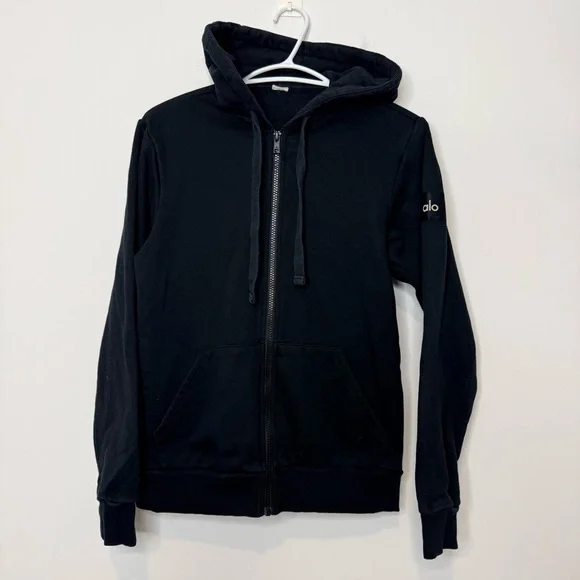ALO Yoga hype Black Zip-Up Hoodie Sweater - Picture 4 of 9